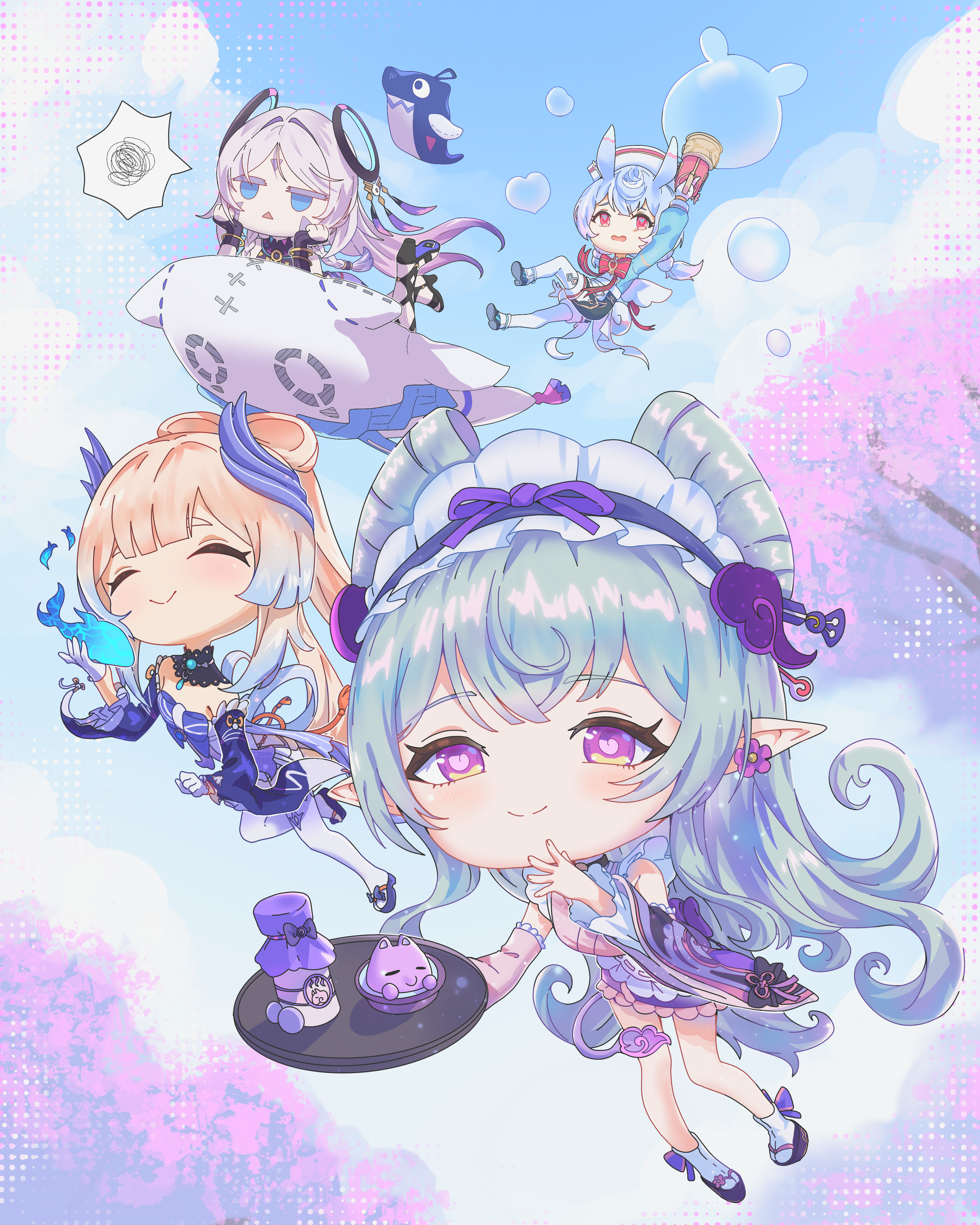 Yumemizuki, Citlali, Sigewinne, Kokomi sketchbook